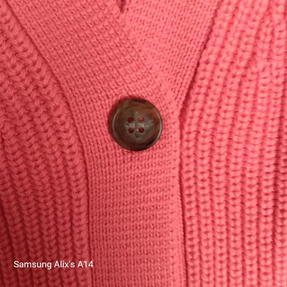 J.crew V-neck Cotton-cashmere Cardigan Sweater AX752‎  Color Coral Size XLarge